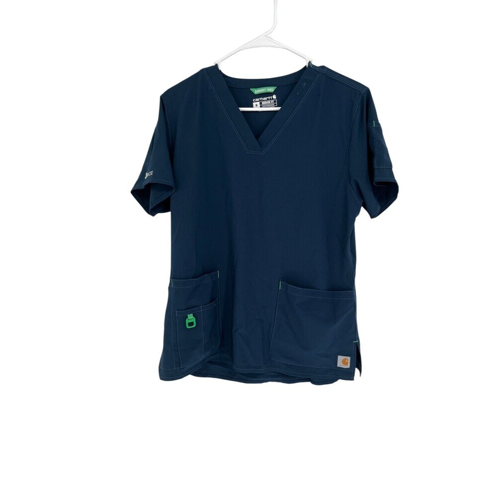 Carhartt Scrub Top Women's Size Medium Force C12110 Navy Medical Workwear